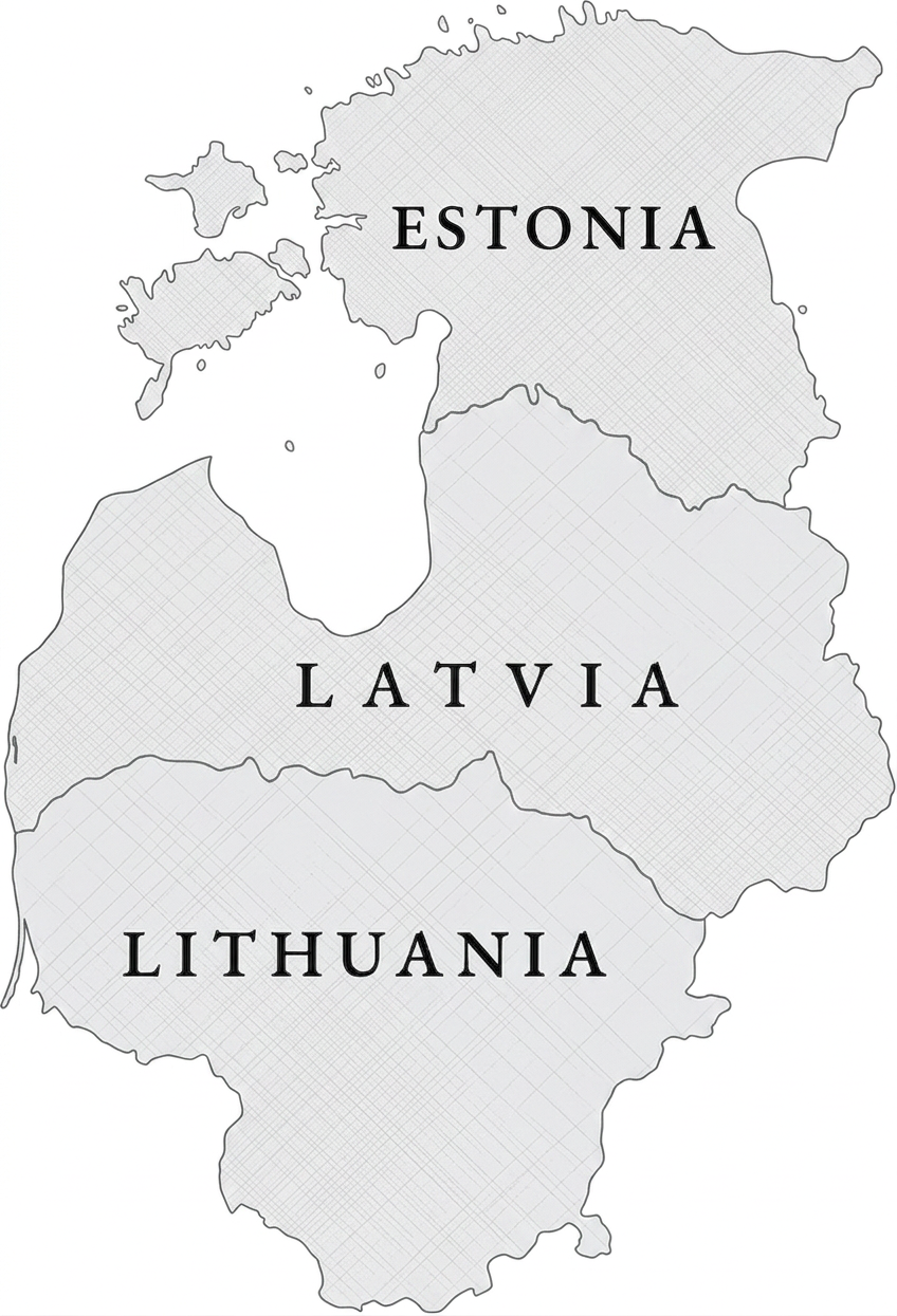 Estonia, Latvia, Lithuania map